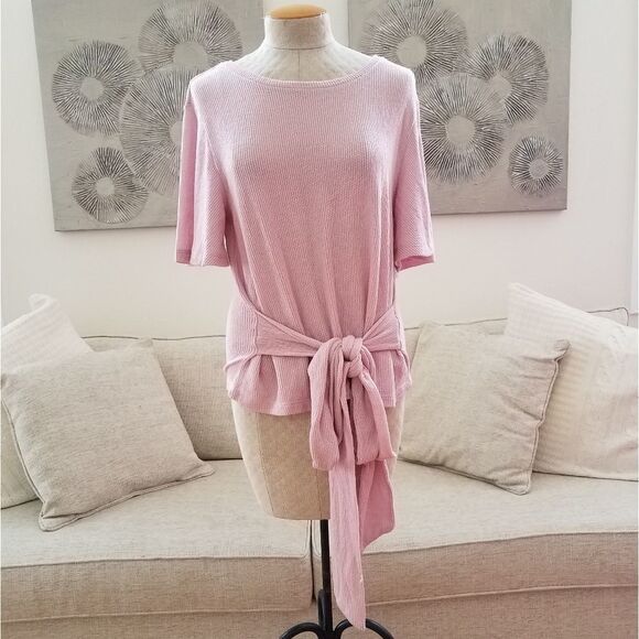 BP Tie Front Waffle Knit Tee sz XS in Pink - Picture 4 of 12
